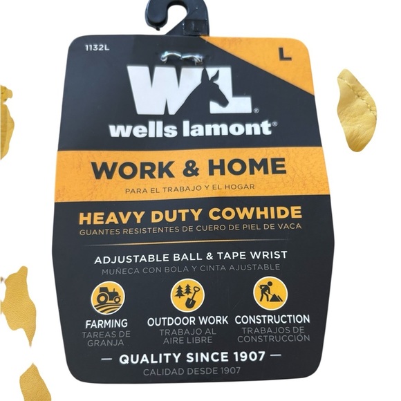 Wells Lamont Work & Home Leather Cowhide Sz L Men’s Farming Construction Wear - Picture 2 of 4